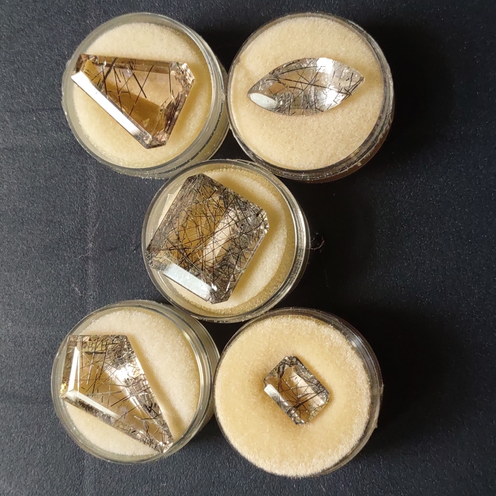 Semi-precious Gemstones Rutile Quarts, Dendronic Quarts, and Amitrine